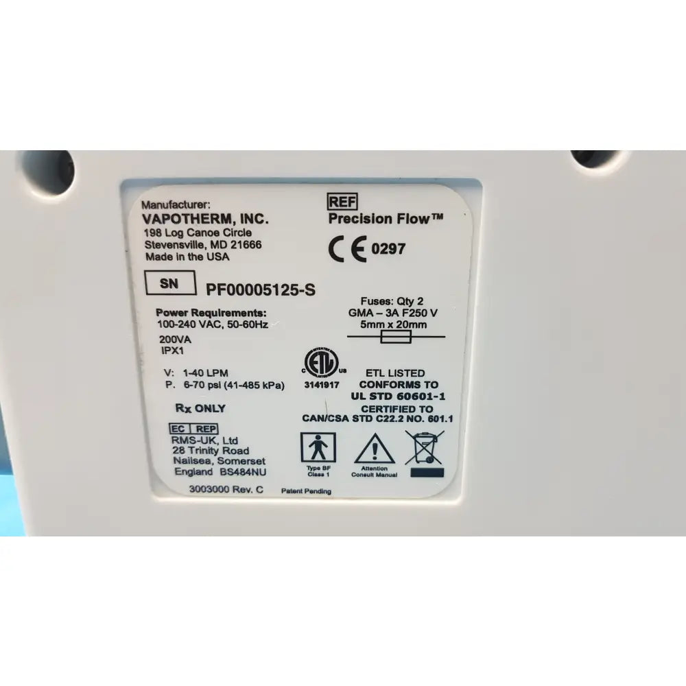 Lot of 2 Vapotherm Precision Flow Plus Hi-VNI Respiratory Therapy Units - Respiratory Therapy Unit