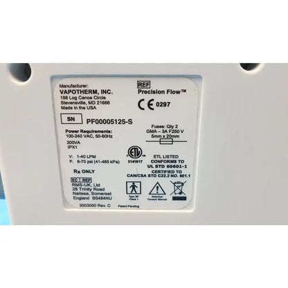 Lot of 2 Vapotherm Precision Flow Plus Hi-VNI Respiratory Therapy Units - Respiratory Therapy Unit