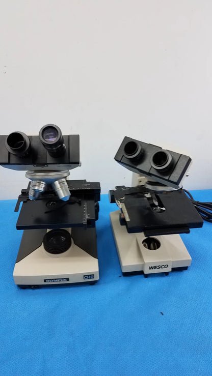 Wesco / Olympus Lot of 2 Wesco and Olymus CH-2 Laboratory Microscopes Laboratory Microscopes, as-is (for parts) product photo 1