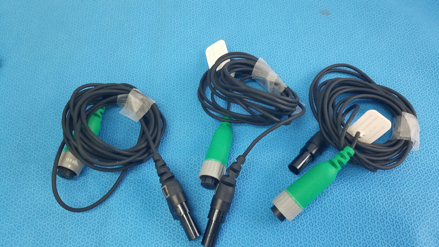 Lot of 3 d-ens-l/r-hod-cbl ensite x ep system connector cables black with green and silver connectors for reuse medical equipment