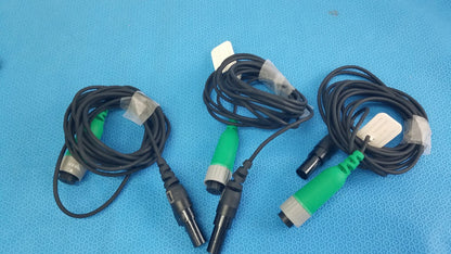 Lot of 3 d-ens-l/r-hod-cbl ensite x ep system connector cables black with green and silver connectors for reuse medical equipment