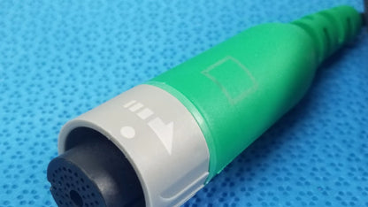 Green and gray D-ENS-L/R-HOD-CBL Ensite X EP system connector cable with black perforated end cap for medical equipment reuse