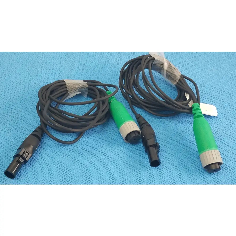Lot of 3 d-ens-l r hod cbl ensite x ep system connector cables with green and gray connectors for reuse medical equipment