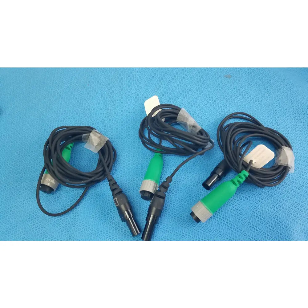 Lot of 3 d-ens-l/r-hod-cbl ensite x ep system connector cables black with green and silver connectors for reuse medical equipment