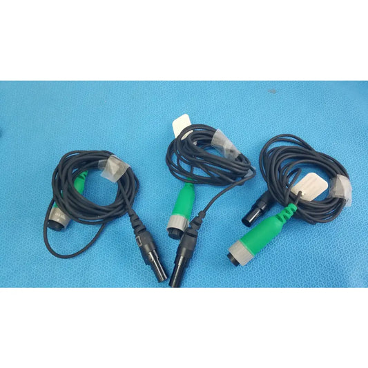 Lot of 3 d-ens-l/r-hod-cbl ensite x ep system connector cables black with green and silver connectors for reuse medical equipment