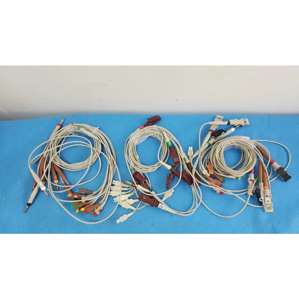 Reuse Medical Equipment Lot of - 3 Electrocardiogram Patient Cables ECG Patient Cable, second-hand product photo 1