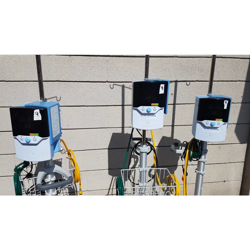 Lot of 3 Hi-VNI Technology Precision Flow Plus Respiratory Therapy Units With Stands - Respiratory Therapy Unit