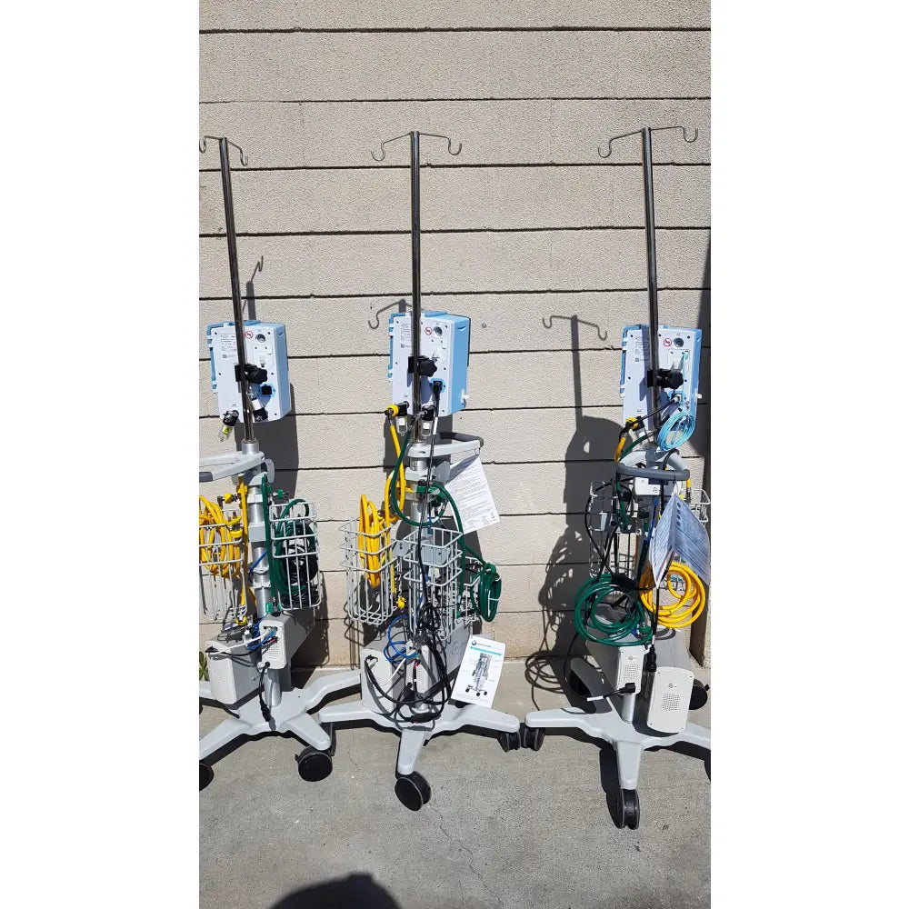 Lot of 3 Hi-VNI Technology Precision Flow Plus Respiratory Therapy Units With Stands - Respiratory Therapy Unit