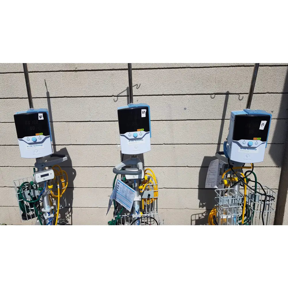 Lot of 3 Hi-VNI Technology Precision Flow Plus Respiratory Therapy Units With Stands - Respiratory Therapy Unit
