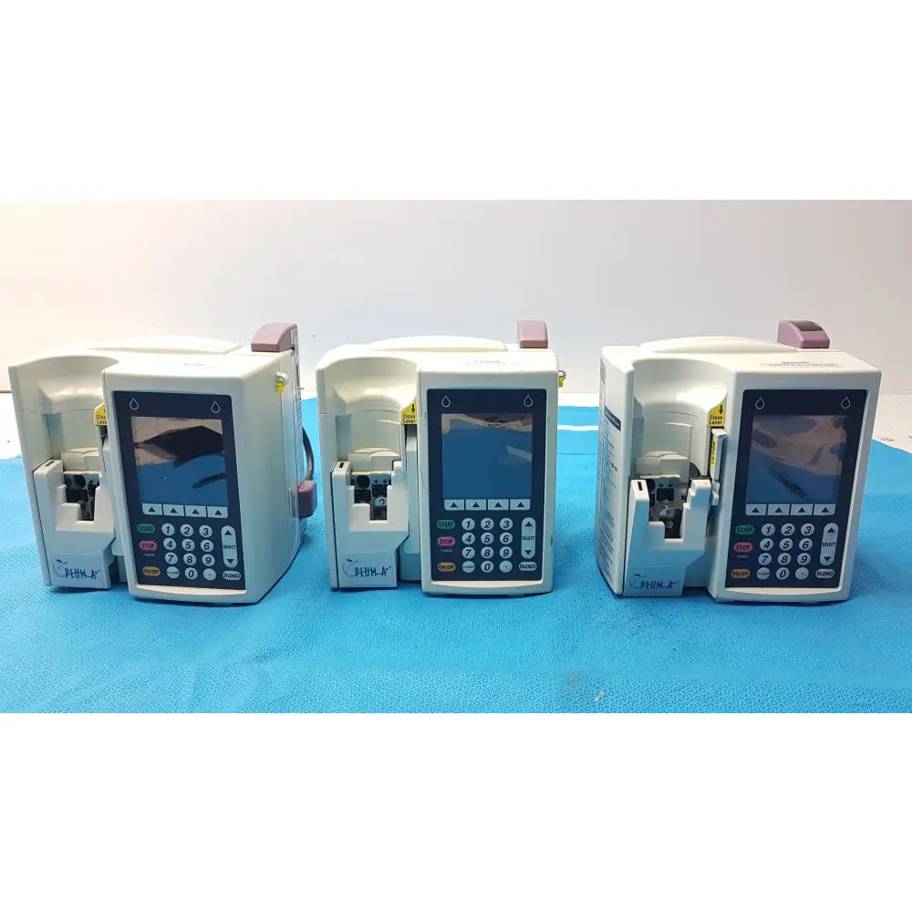 Lot of 3 Hospira DWL-AG132 Plum A+ Infusion pumps - Volumetric Single-Channel Dual-Line Infusion Pump