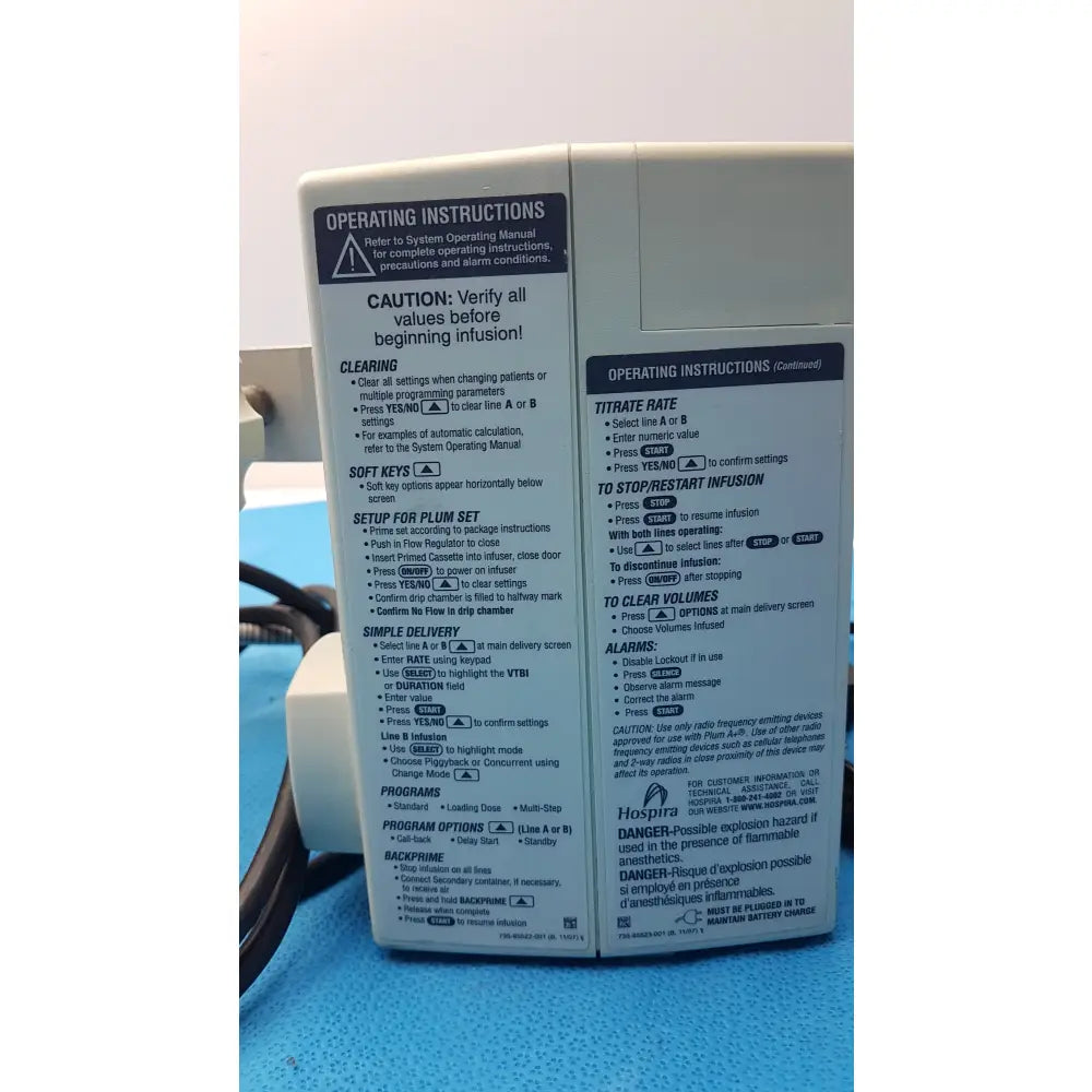 Lot of 3 Hospira DWL-AG132 Plum A+ Infusion pumps - Volumetric Single-Channel Dual-Line Infusion Pump