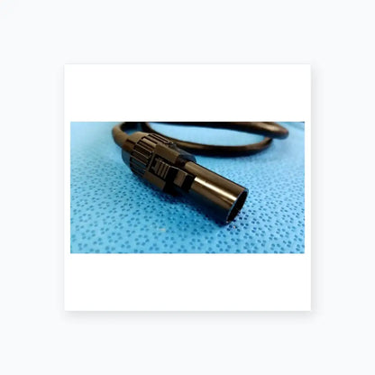 Black mc4 solar connector extension cable with ribbed textured grip and metallic finish for reuse medical equipment