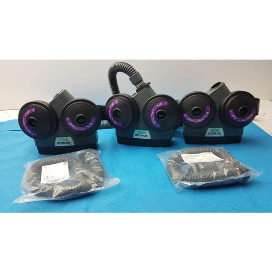 Lot of 3 MSA OptimAir TL PAPR Powered Air Purifying Respirator Blowers Hoses - Powered Air Purifying Respirator
