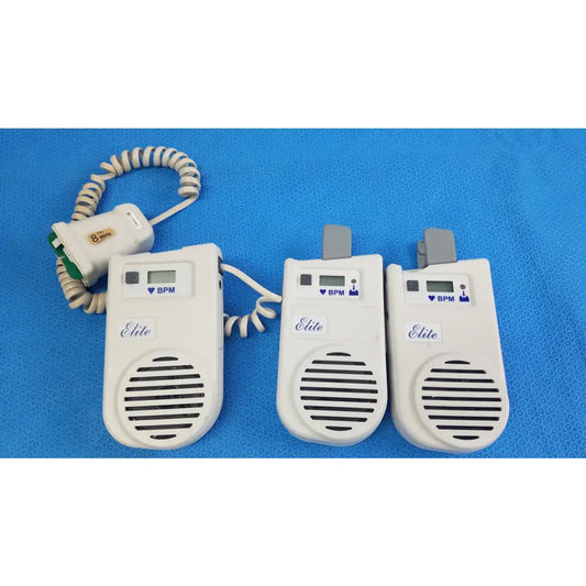 Lot of 3 natus neurology elite 200r white fetal heart rate monitors with coiled cords and digital displays medical equipment