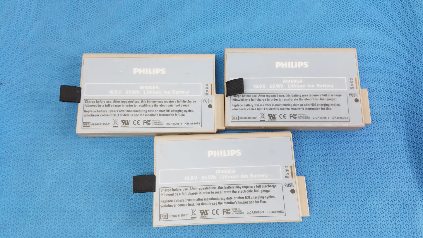 Philips Lot of - 3 Philips M4605A Lithium Ion Battery Lithium Ion Battery, second-hand product photo 1
