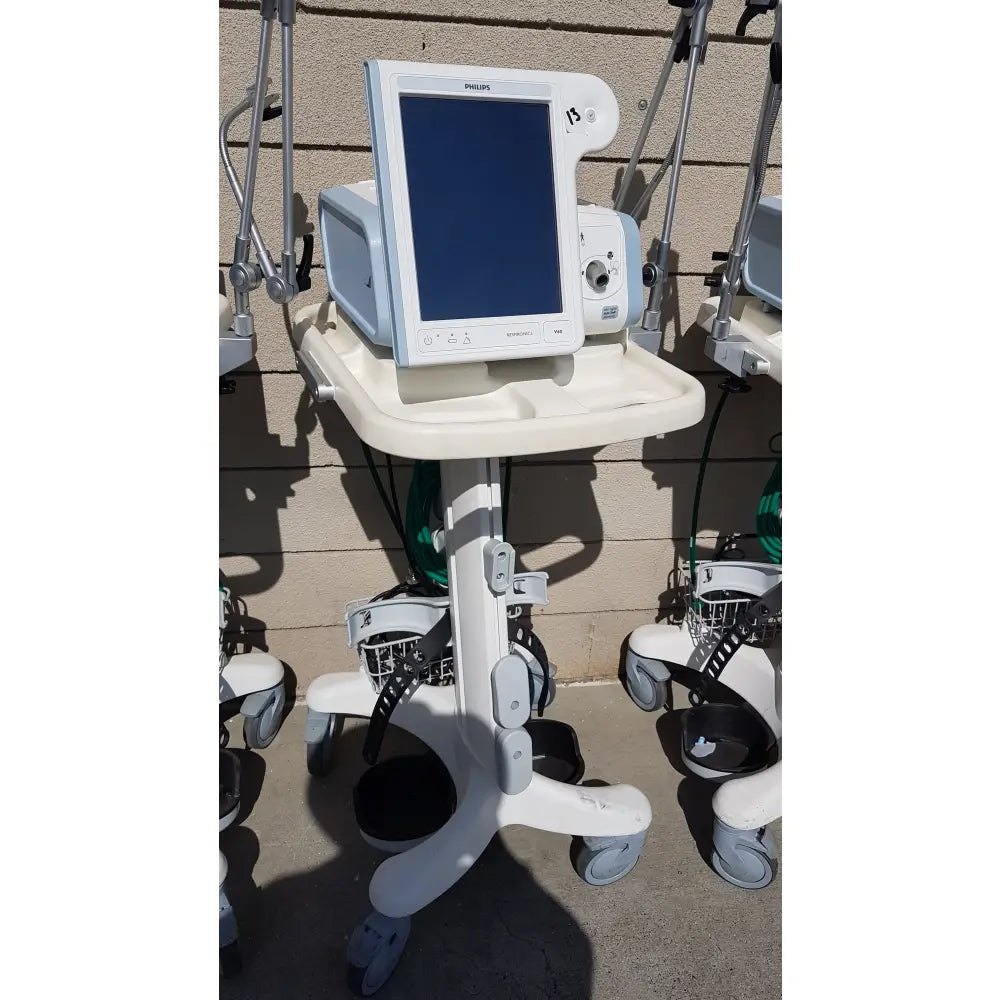 Lot of 3 Philips Respironics V60 Hospital BiPAP Ventilators With Rolling Stands - Hospital BiPAP Ventilator