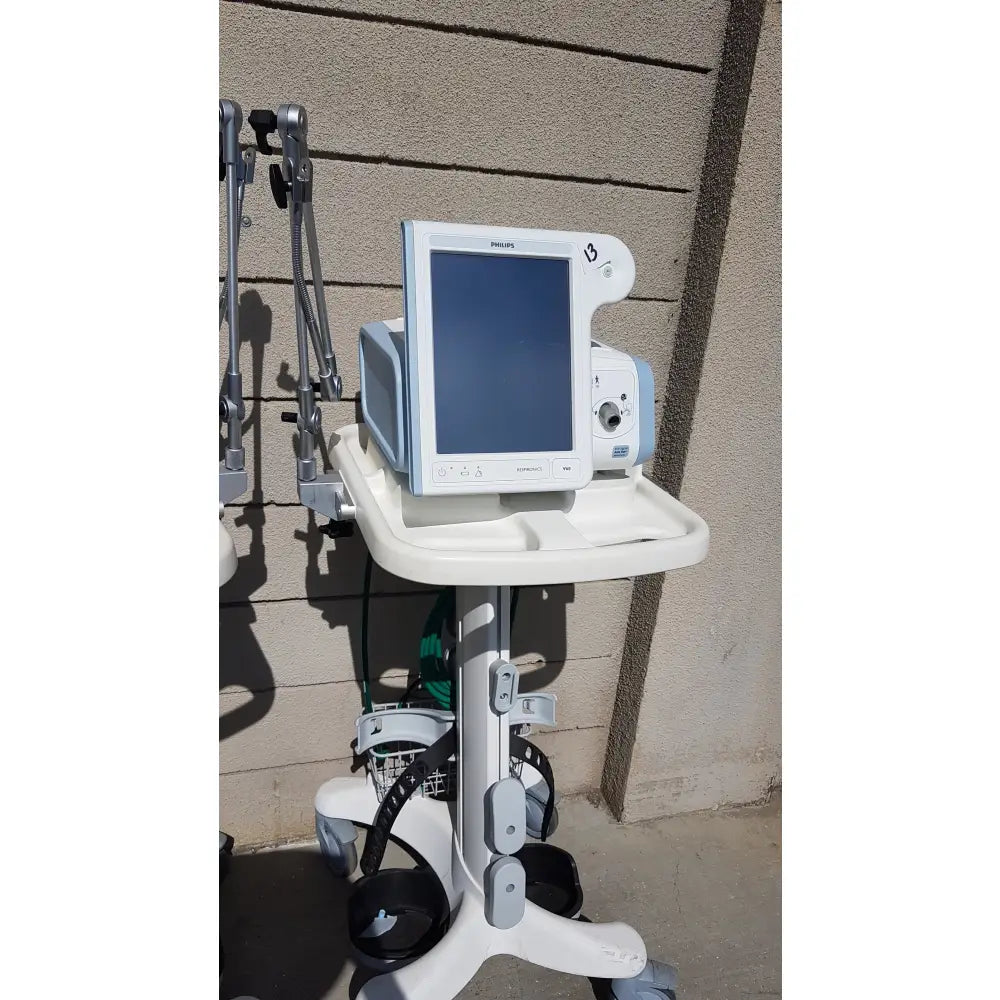 Lot of 3 Philips Respironics V60 Hospital BiPAP Ventilators With Rolling Stands - Hospital BiPAP Ventilator