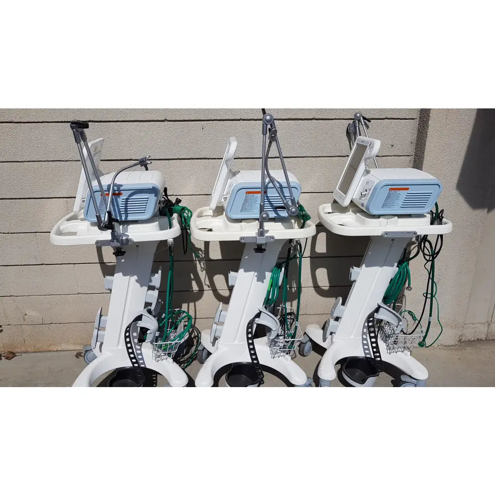 Lot of 3 Philips Respironics V60 Hospital BiPAP Ventilators With Rolling Stands - Hospital BiPAP Ventilator