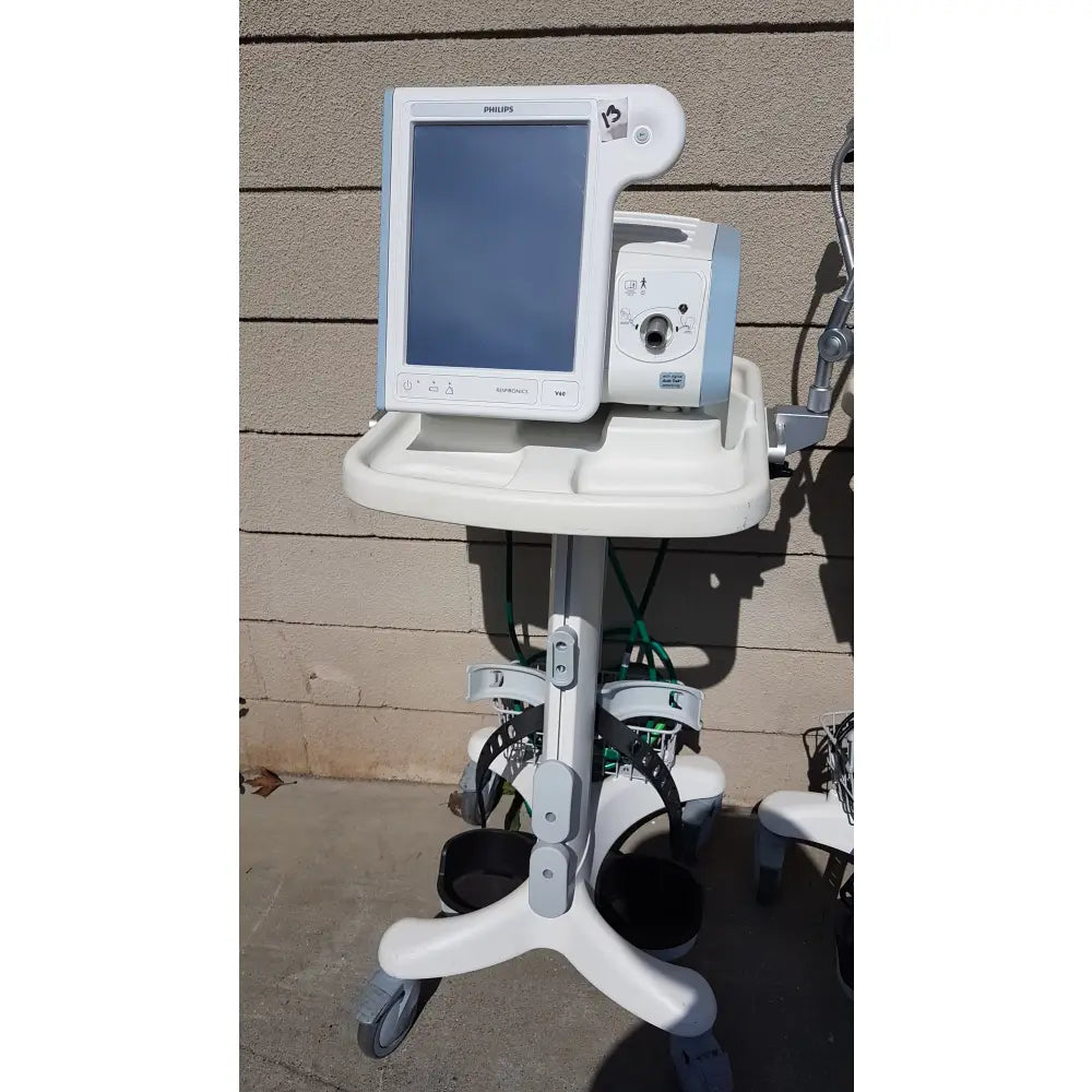 Lot of 3 Philips Respironics V60 Hospital BiPAP Ventilators With Rolling Stands - Hospital BiPAP Ventilator