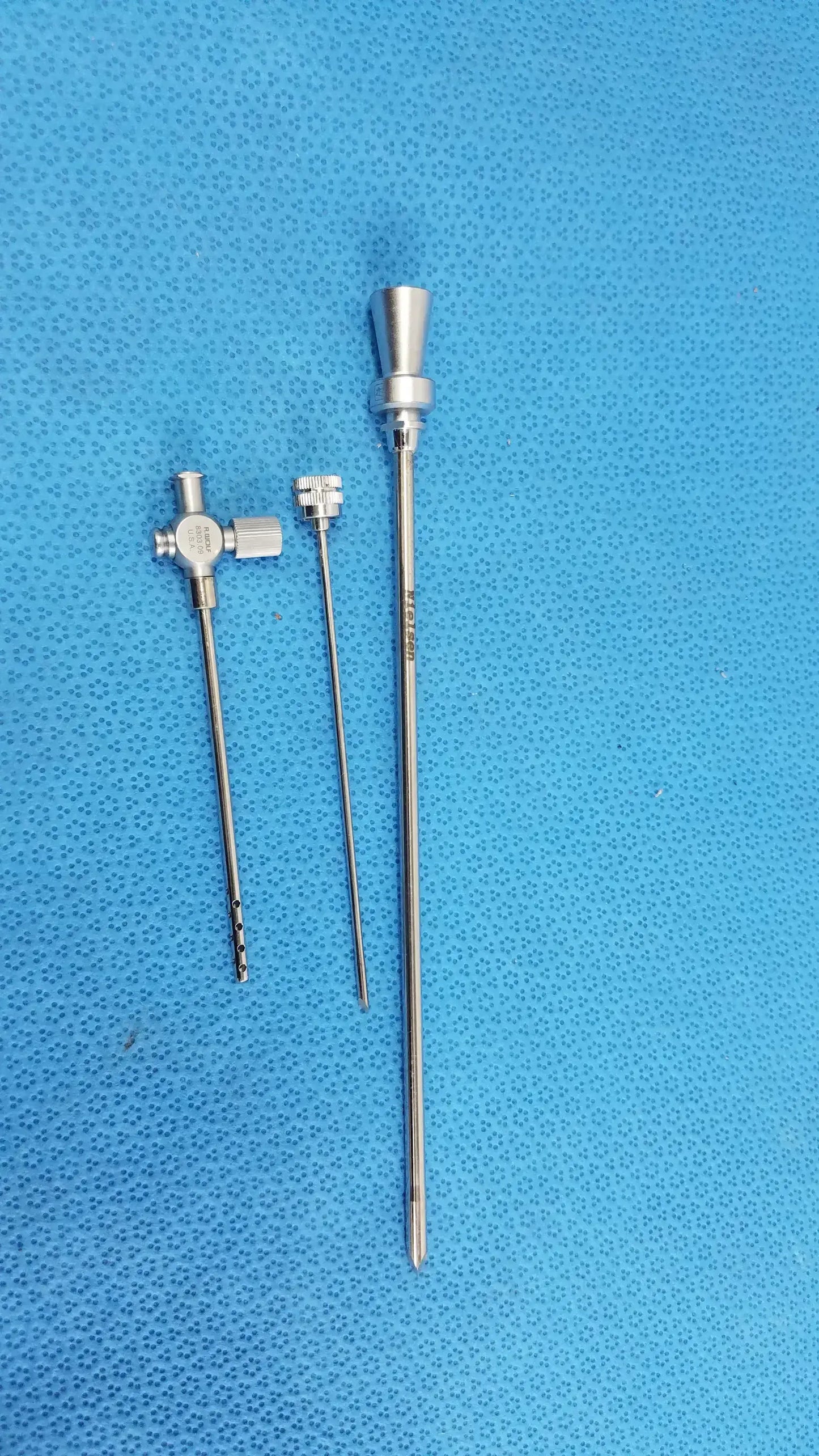 Wolf Lot of-3 R.Wolf 8303.09 Drainage Cannula With 8855.17 8303.10 Obturators Drainage Cannula with Obturators, second-hand product photo 1