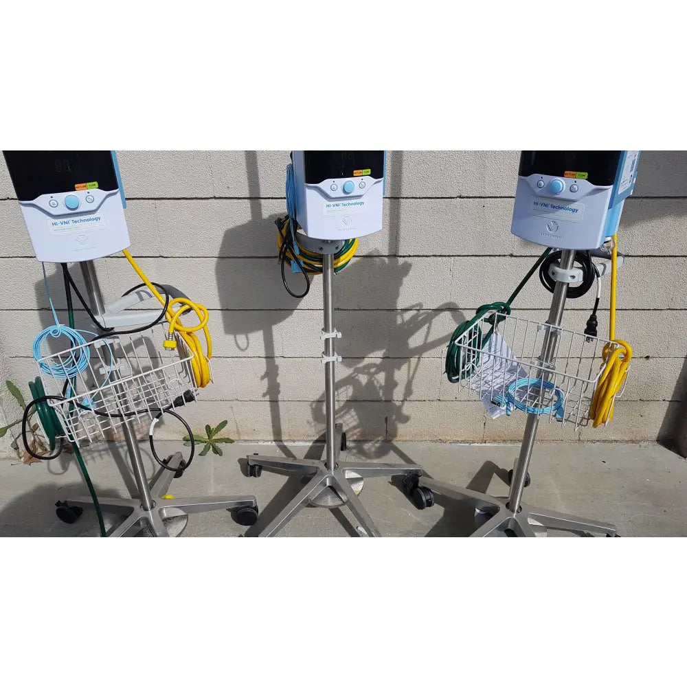 Lot of 3 Vapotherm Precision Flow Plus Hi-VNI Respiratory Units With Rolling Stands - Respiratory Unit