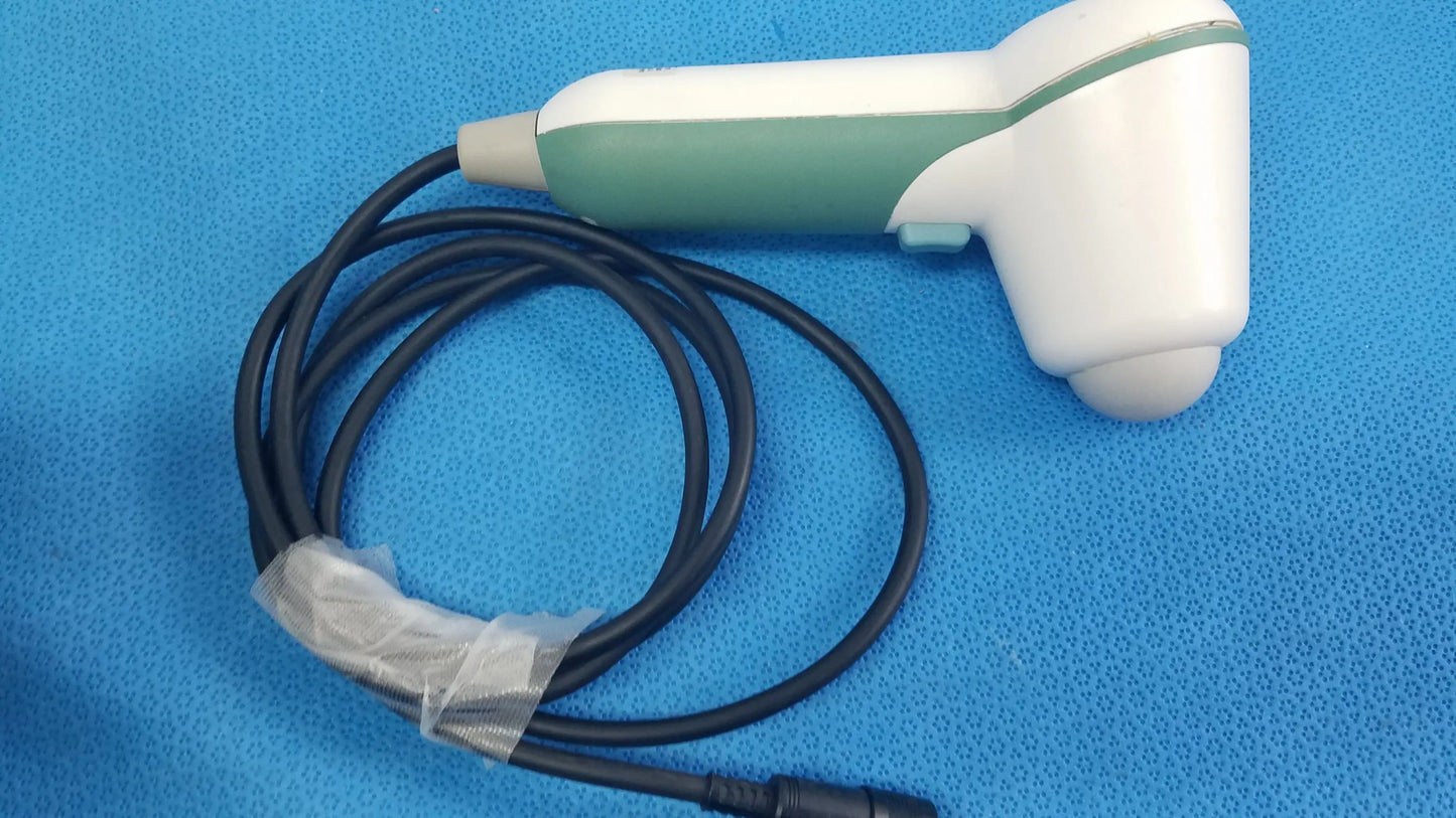 Lot of 3 verathon bladderscan handheld ultrasound probes in white and green with coiled black cable for reuse medical equipment