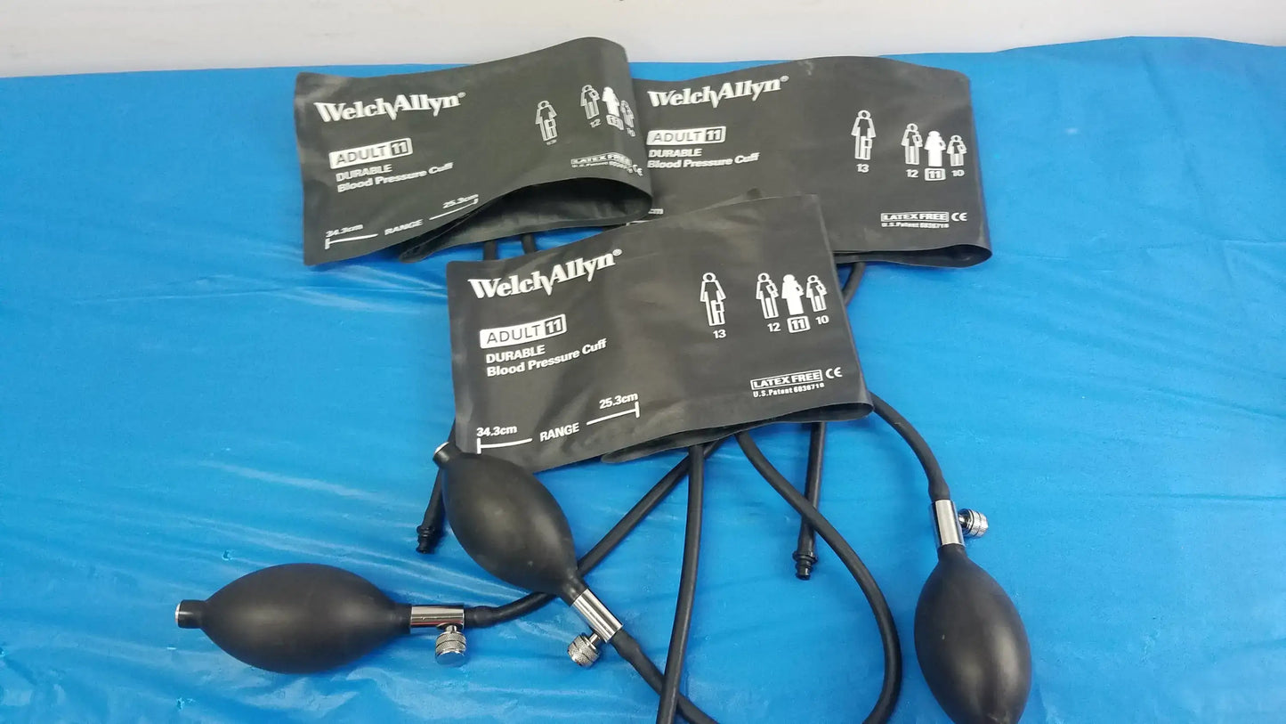 Welch Allyn Lot of - 3 Welch Allyn Flexiport Reusable Blood Pressure Cuffs Adult 11 FlexiPort Reusable Adult Blood Pressure Cuff, second-hand product photo 1