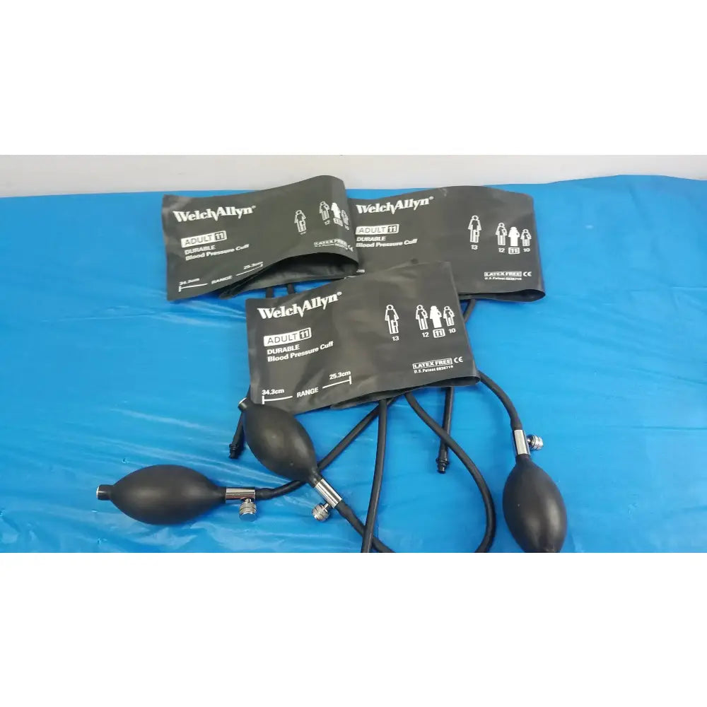 Welch Allyn Lot of - 3 Welch Allyn Flexiport Reusable Blood Pressure Cuffs Adult 11 FlexiPort Reusable Adult Blood Pressure Cuff, second-hand product photo 1