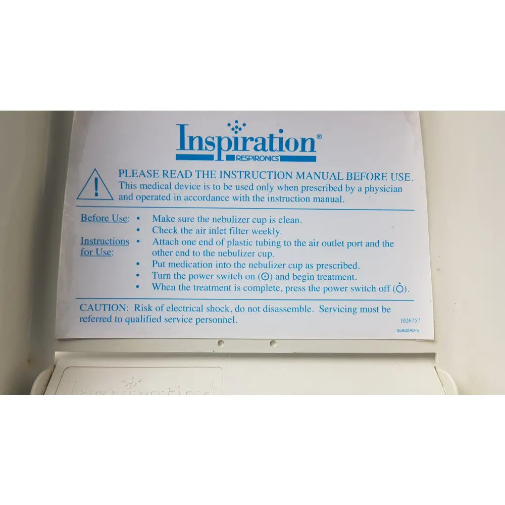 Lot of 4 Respironics Inspiration 626 Compressor Nebulizer 115V 60Hz - Compressor nebulizer
