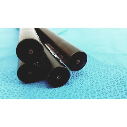 Lot of 4 black glossy Savary Gilliard dilator Cook endoscope 18mm rods with small circular openings at the ends