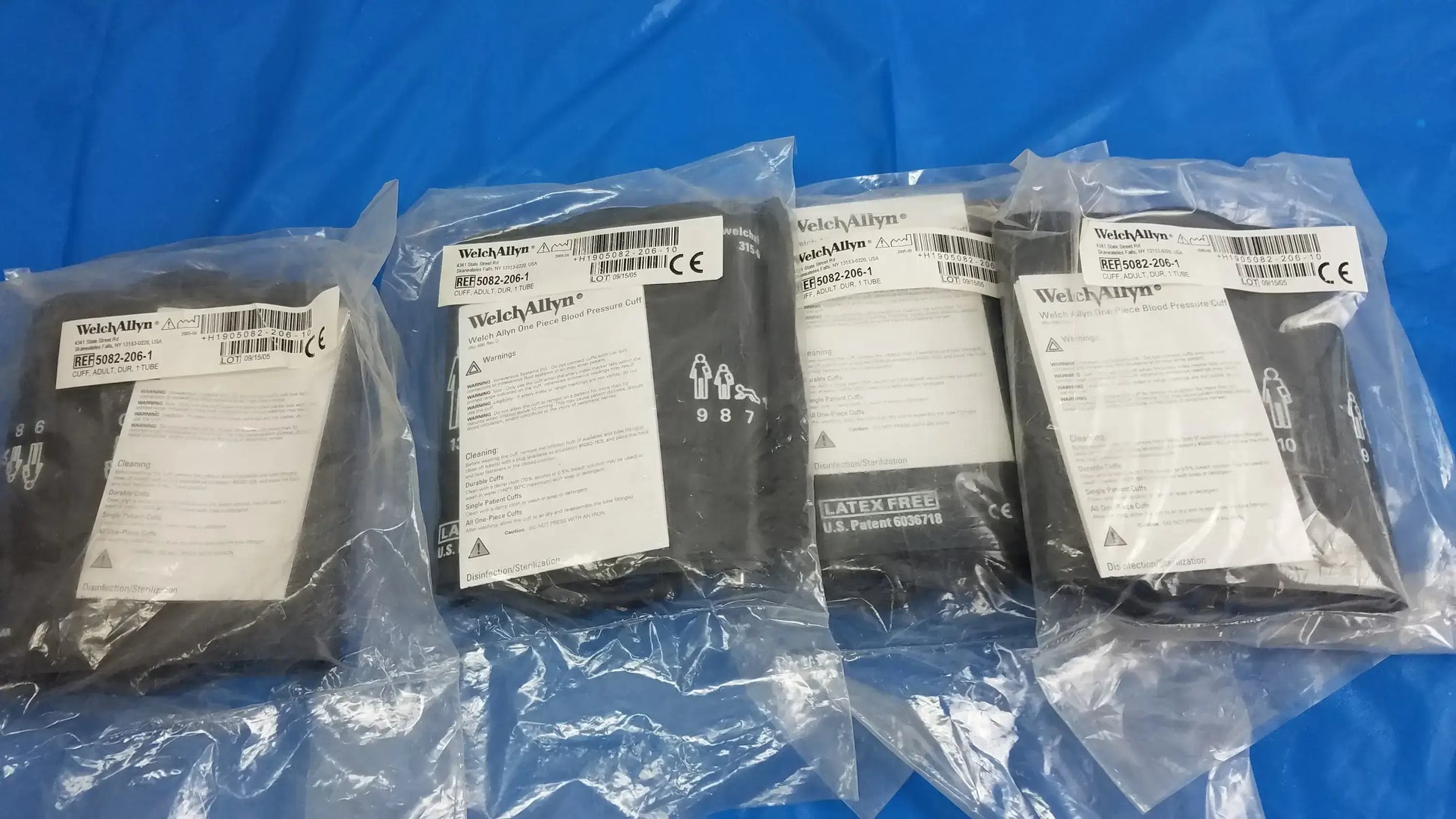 Welch Allyn Lot of - 4 Welch Allyn Adult 11 Blood Pressure Cuffs Ref 5082-206-1 Blood Pressure Cuff, second-hand product photo 1
