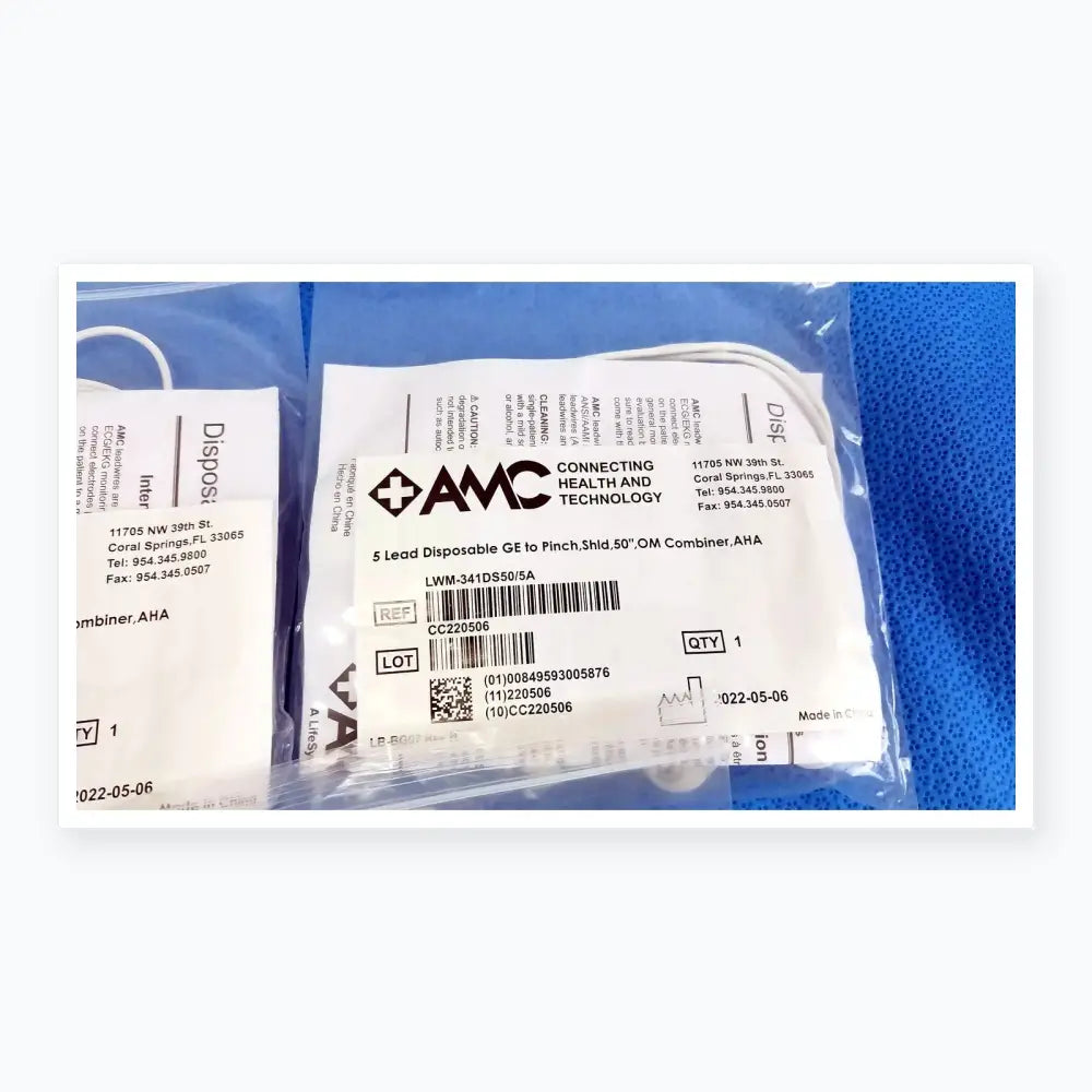 AMC Lot of - 5 AMC 5-Lead Disposable ECG Cable GE Multi-Link to Pinch Shielded 50 5-Lead Disposable ECG Cable, second-hand product photo 10