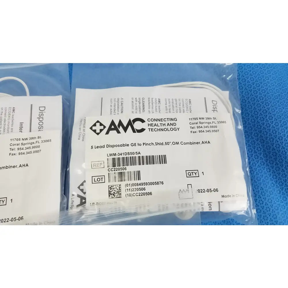 AMC Lot of - 5 AMC 5-Lead Disposable ECG Cable GE Multi-Link to Pinch Shielded 50 5-Lead Disposable ECG Cable, second-hand product photo 10
