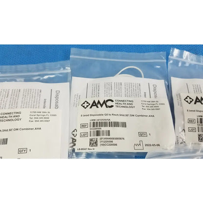 AMC Lot of - 5 AMC 5-Lead Disposable ECG Cable GE Multi-Link to Pinch Shielded 50 5-Lead Disposable ECG Cable, second-hand product photo 9