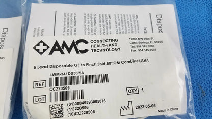 AMC Lot of - 5 AMC 5-Lead Disposable ECG Cable GE Multi-Link to Pinch Shielded 50 5-Lead Disposable ECG Cable, second-hand product photo 5