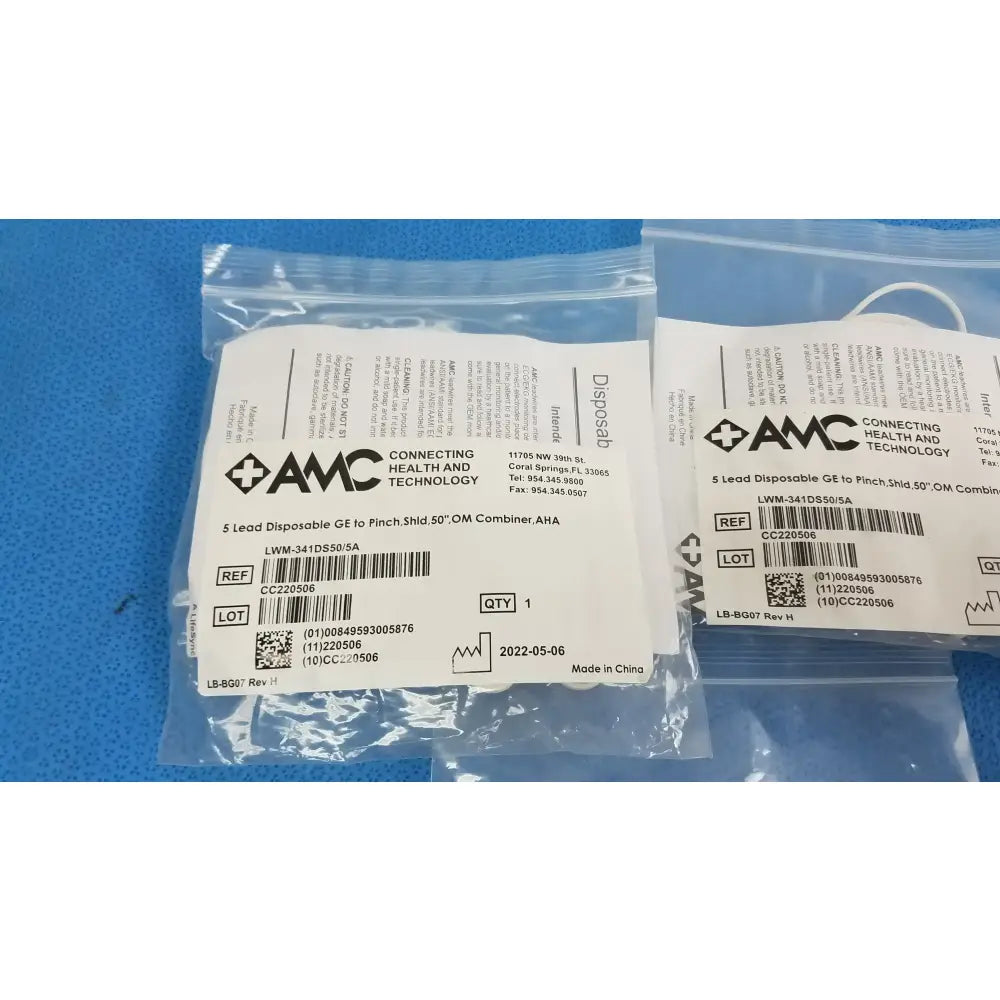 AMC Lot of - 5 AMC 5-Lead Disposable ECG Cable GE Multi-Link to Pinch Shielded 50 5-Lead Disposable ECG Cable, second-hand product photo 8