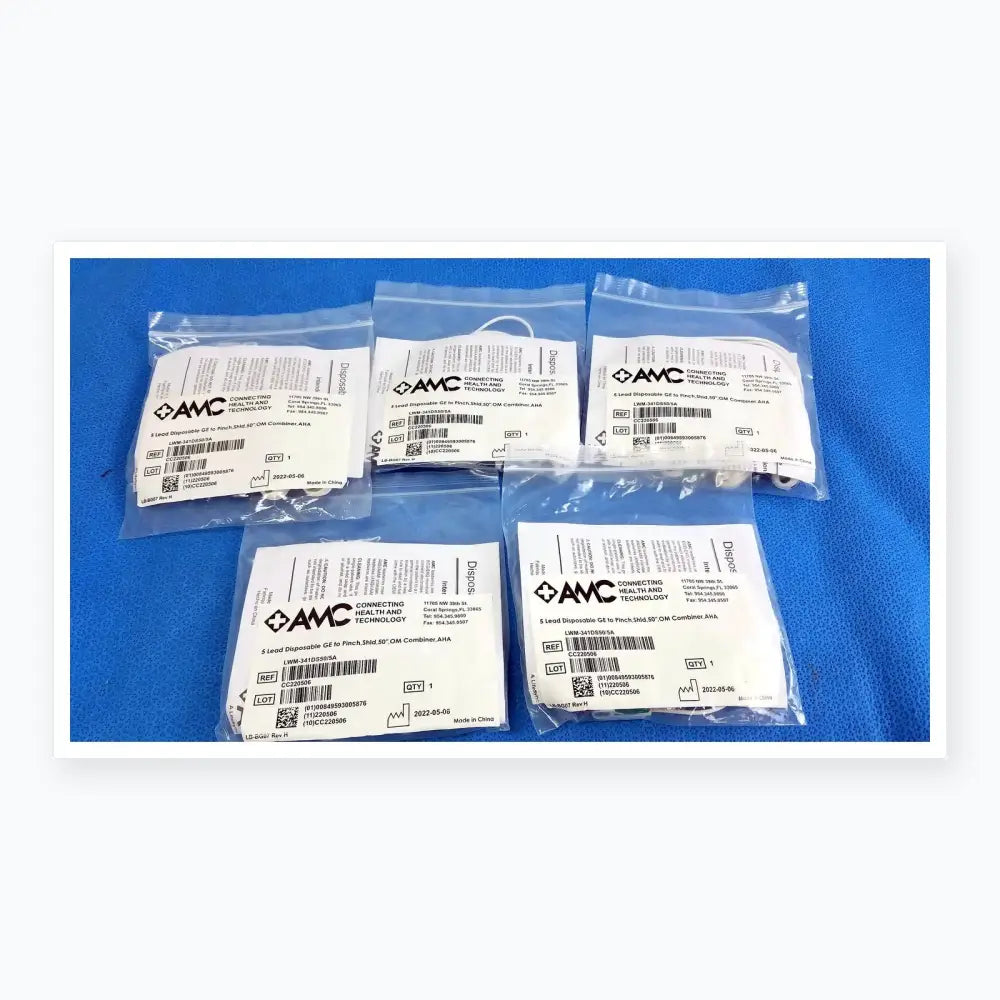 AMC Lot of - 5 AMC 5-Lead Disposable ECG Cable GE Multi-Link to Pinch Shielded 50 5-Lead Disposable ECG Cable, second-hand product photo 2