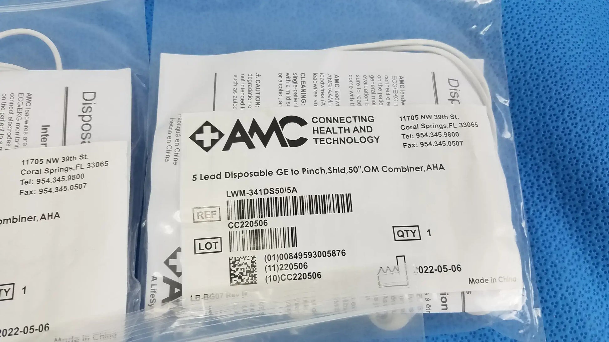 AMC Lot of - 5 AMC 5-Lead Disposable ECG Cable GE Multi-Link to Pinch Shielded 50 5-Lead Disposable ECG Cable, second-hand product photo 10