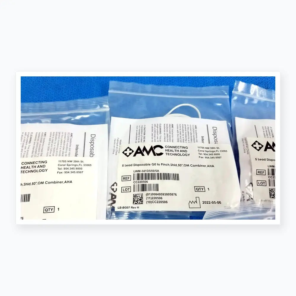 AMC Lot of - 5 AMC 5-Lead Disposable ECG Cable GE Multi-Link to Pinch Shielded 50 5-Lead Disposable ECG Cable, second-hand product photo 9