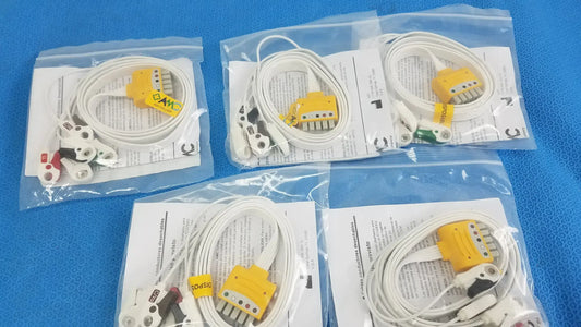 AMC Lot of - 5 AMC 5-Lead Disposable ECG Cable GE Multi-Link to Pinch Shielded 50 5-Lead Disposable ECG Cable, second-hand product photo 1