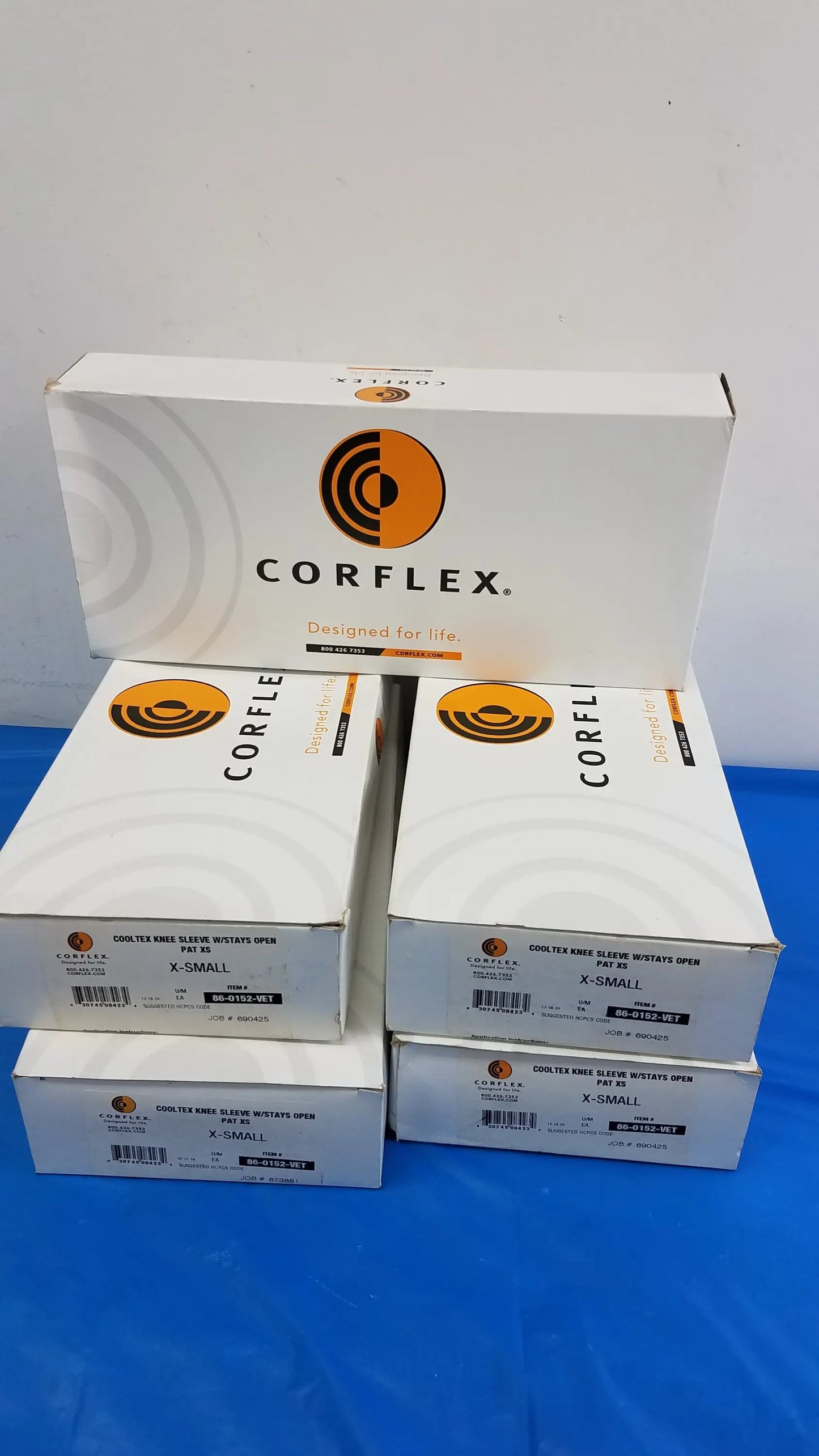 Corflex Lot of 5 Corflex Cooltex Knee Sleeves With Stays Open Pat XS Knee Sleeve With Stays, new product photo 1