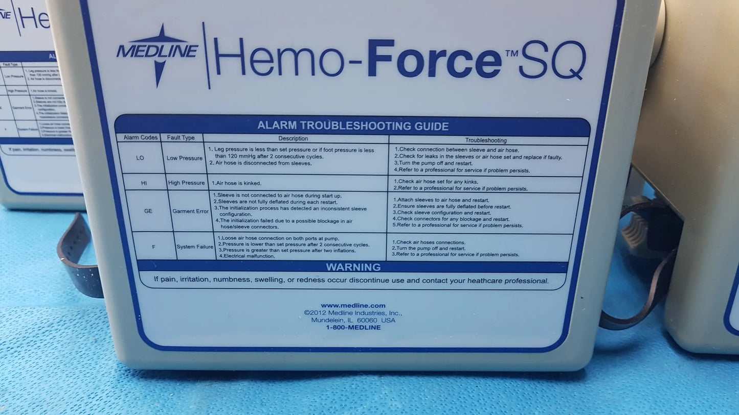 Lot of 5 Medline MDS600SQ Hemo Force SQ Sequential DVT Pump - Sequential Compression Device (SCD) / DVT Pump