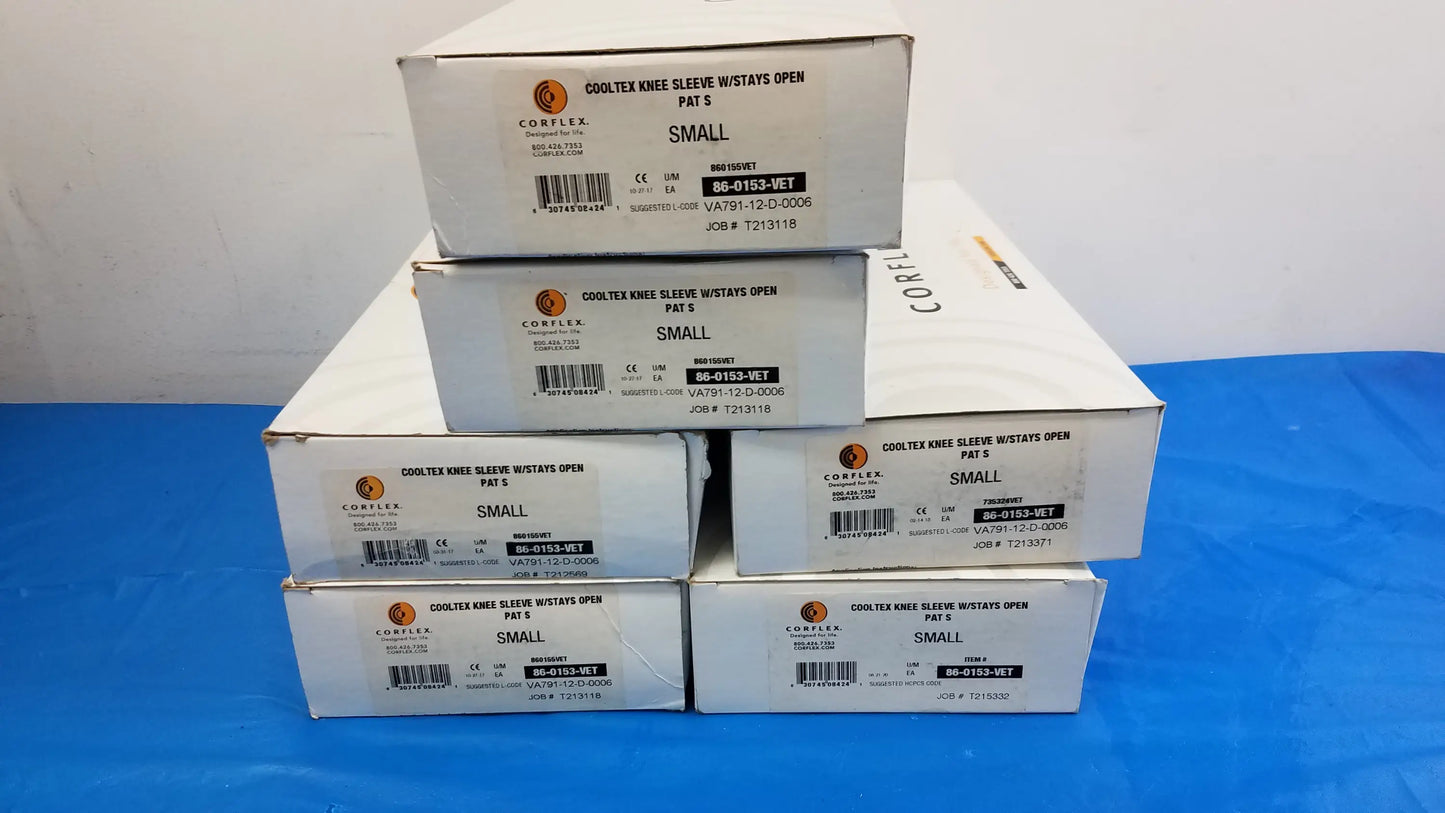 Corflex Lot of 6 Corflex Cooltex Knee Sleeves With Stays Open Pat Small Size Knee Sleeve With Stays, new product photo 1