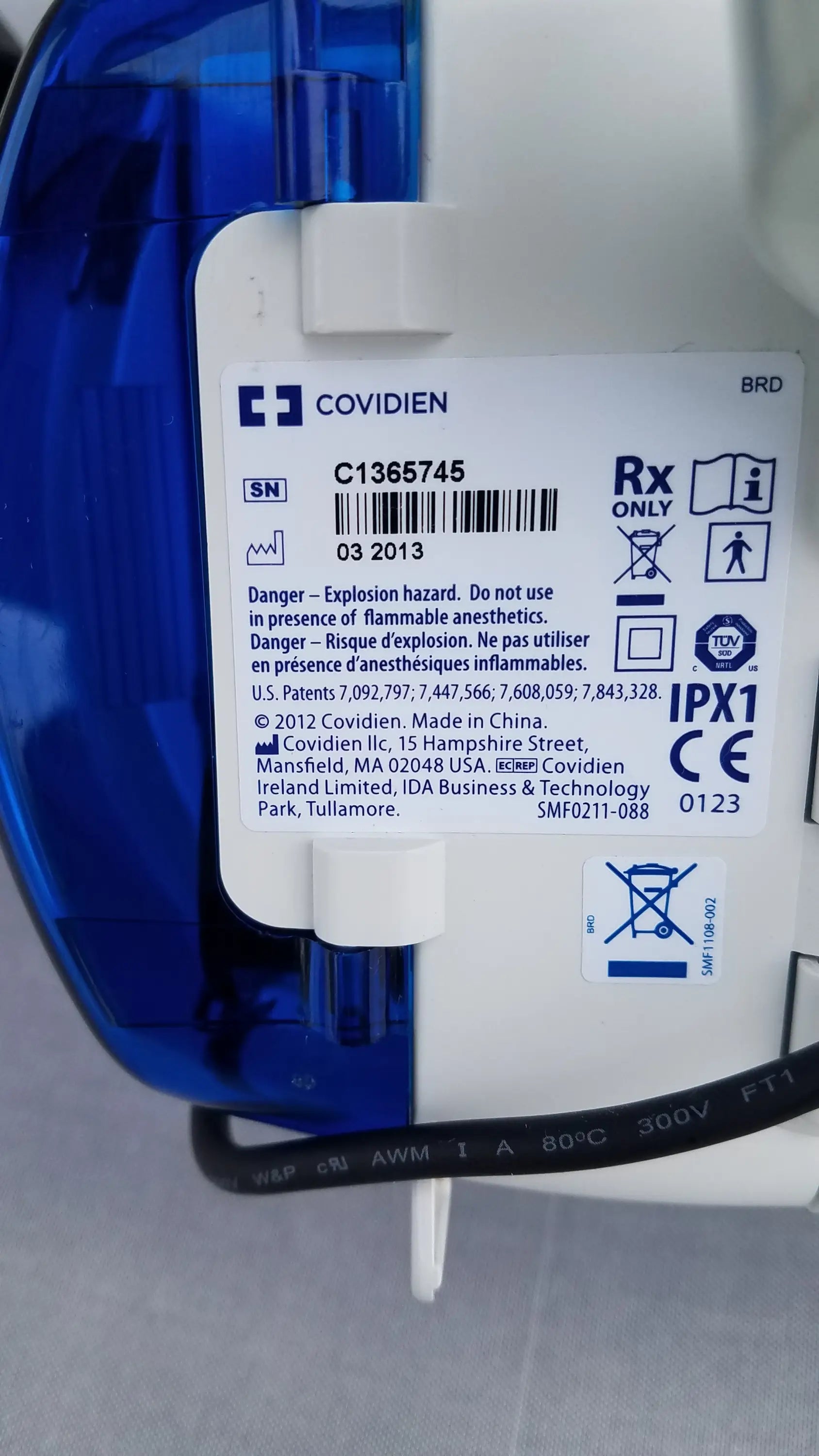 Blue plastic covidien enteral feeding pump with white label and black text compatible kangaroo epump lot of 6