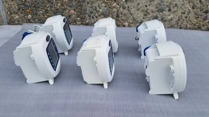 Lot of 6 white covidien kangaroo epump enteral feeding pumps with digital displays and blue accents compatible kangaroo models
