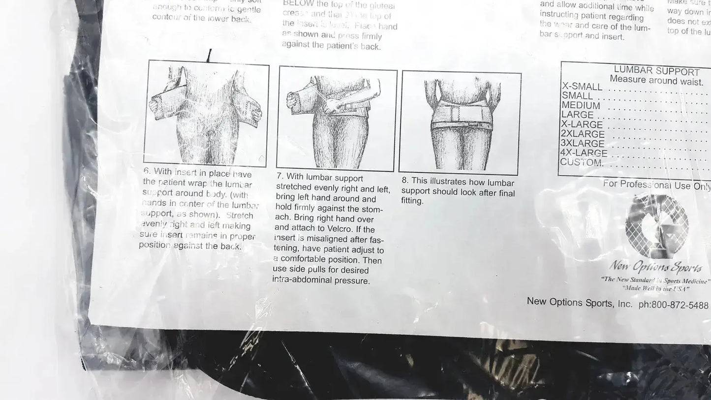New Options Sports Lumbar Sacral Orthosis VAL5N 2X-Large Lumbosacral Support W/Thermoplastic Insert Lumbar Sacral Orthosis, new product photo 8