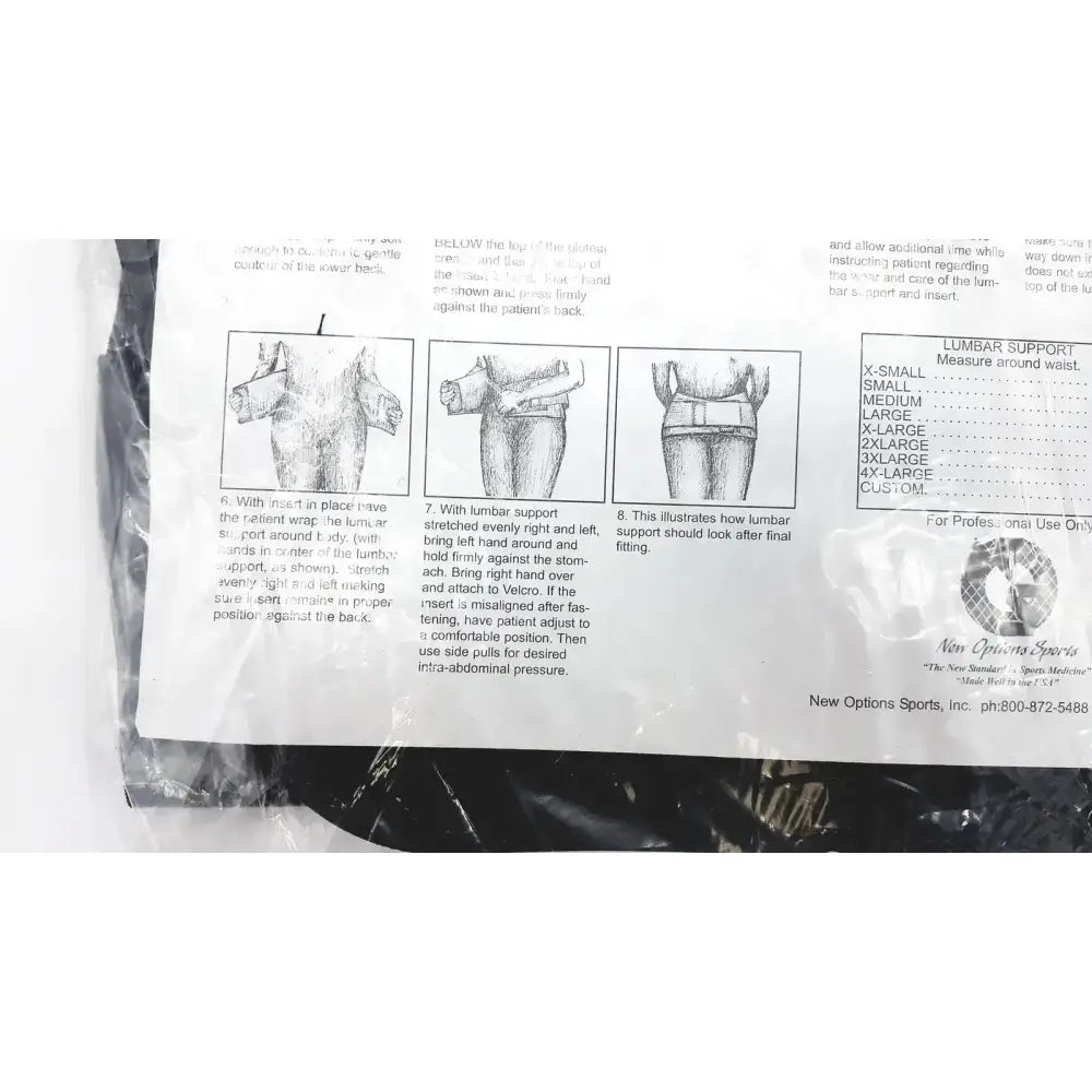New Options Sports Lumbar Sacral Orthosis VAL5N 2X-Large Lumbosacral Support W/Thermoplastic Insert Lumbar Sacral Orthosis, second-hand product photo 8