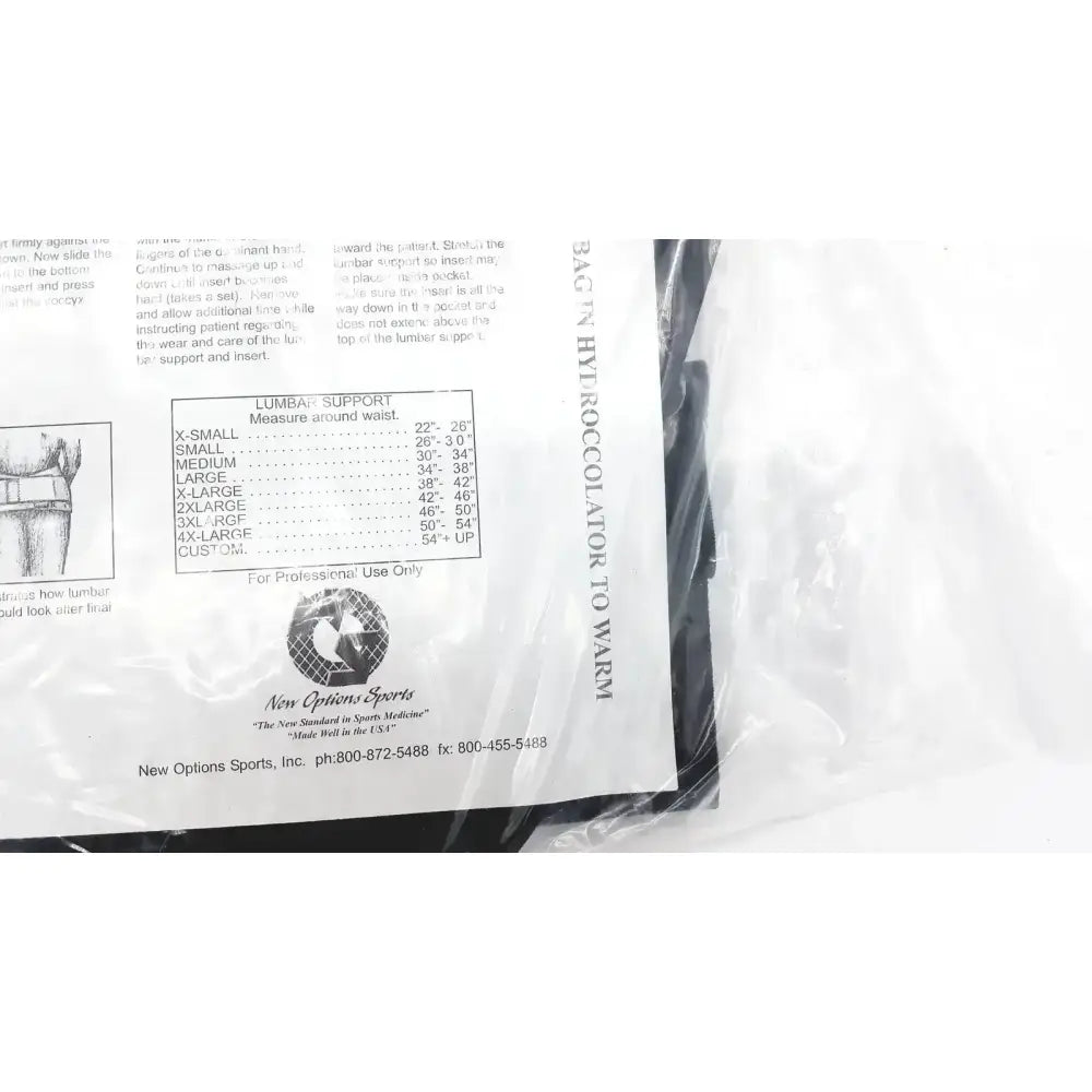 New Options Sports Lumbar Sacral Orthosis VAL5N 2X-Large Lumbosacral Support W/Thermoplastic Insert Lumbar Sacral Orthosis, second-hand product photo 9
