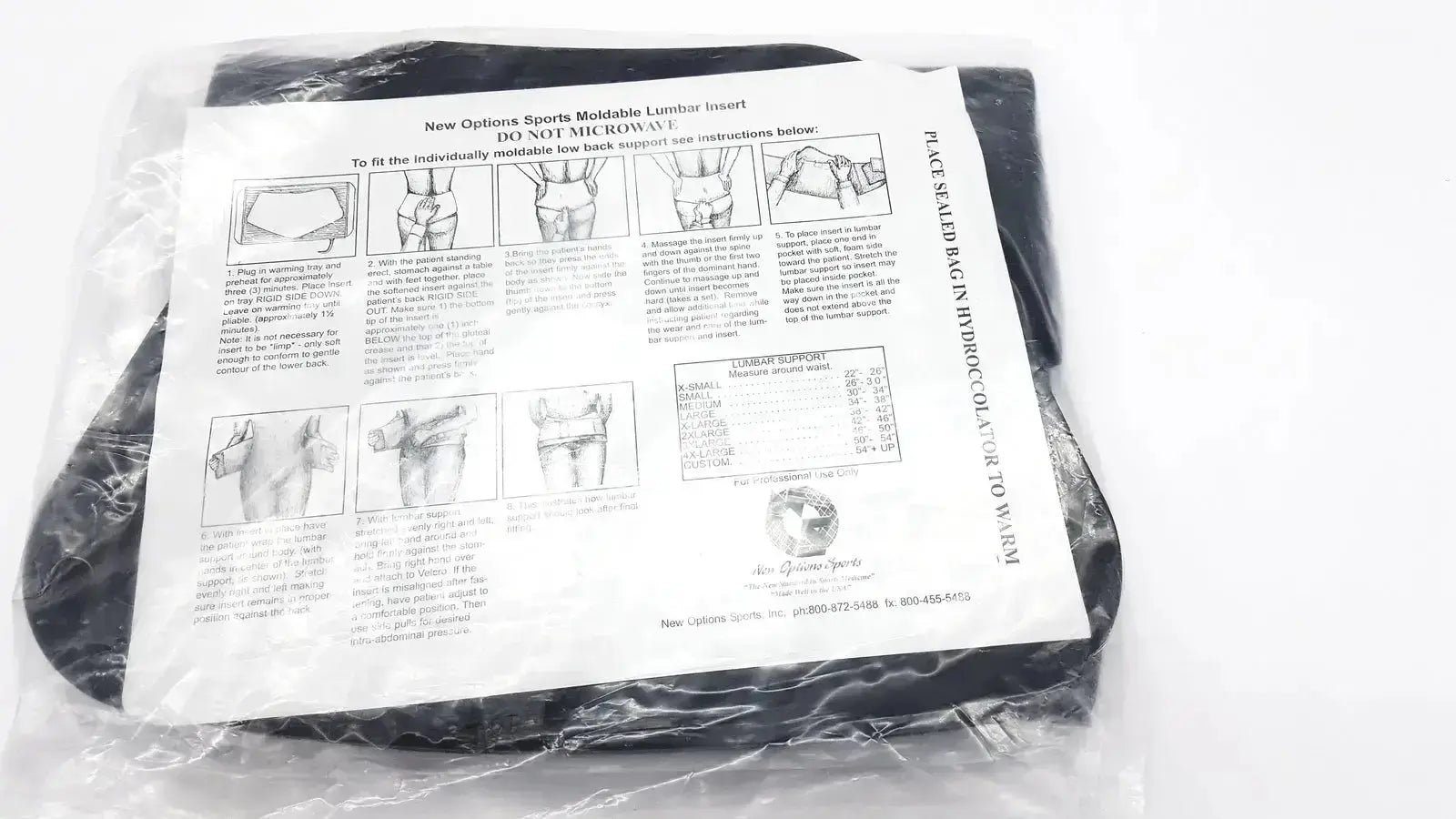New Options Sports Lumbar Sacral Orthosis VAL5N Large Lumbosacral Support W/Thermoplastic Insert Lumbosacral Orthosis, new product photo 9