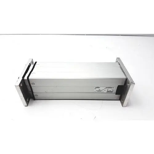 Silver aluminum linear actuator with black rubber seals and mounting brackets by magnetic elektromotoren liestal actuator